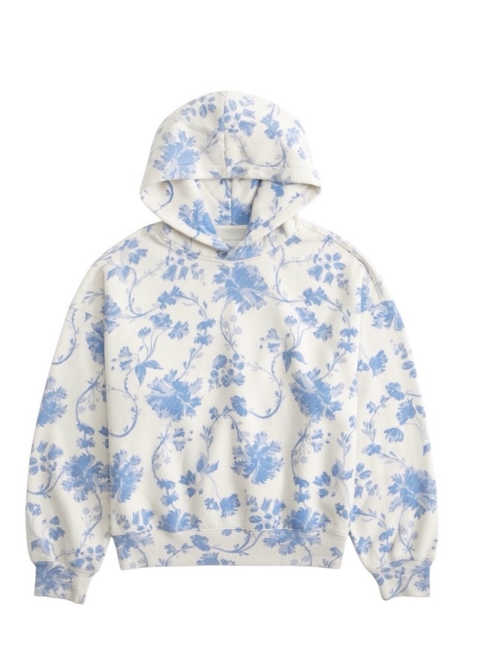 Abercrombie & Fitch Women’s Sunday Popover Hoodie in Blue/Cream Floral Size Med